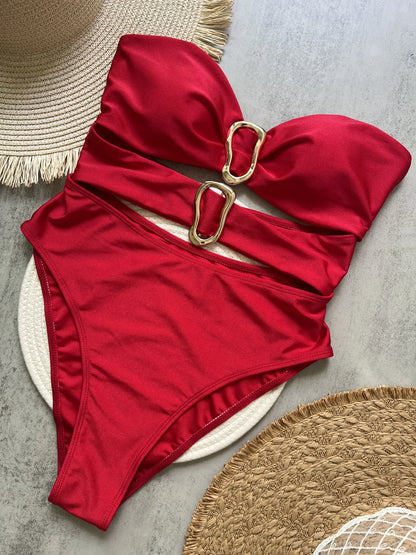 VERONIQUE | Elegante Badpak Met Gouden Details & Flatterend Broekje - Corrigerend, Stijlvol & Comfortabel