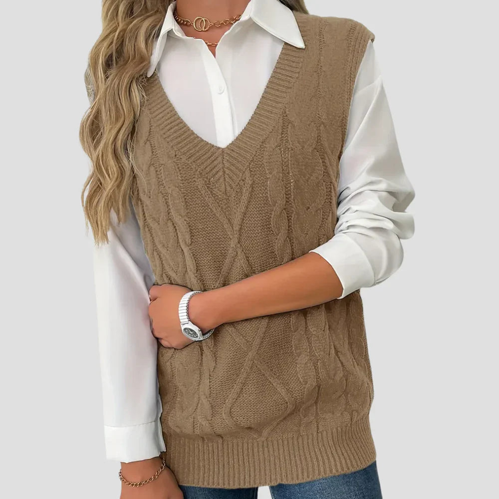 Mouwloze Gebreide Damestrui – Klassiek, Warm & Perfect Voor Layering
