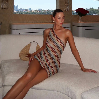 MIRA | Gehaakte One-Shoulder Zomer Jurk met Uniek Design – Gedurfd, Boho & Zomers