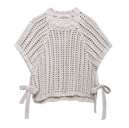 NOÉMI | Gebreide Cropped Dames Top met Strikdetails – Luchtig, Trendy & Zomers