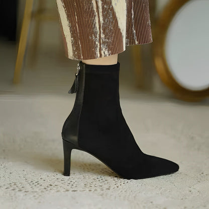 SEREEN | Dames Enkellaarsjes met Slanke Hak en Luxe Look