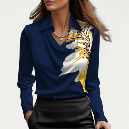 Satijnen Dames Blouse Met Gelaagde Halslijn | Luxe Van Kantoor Tot Cocktail