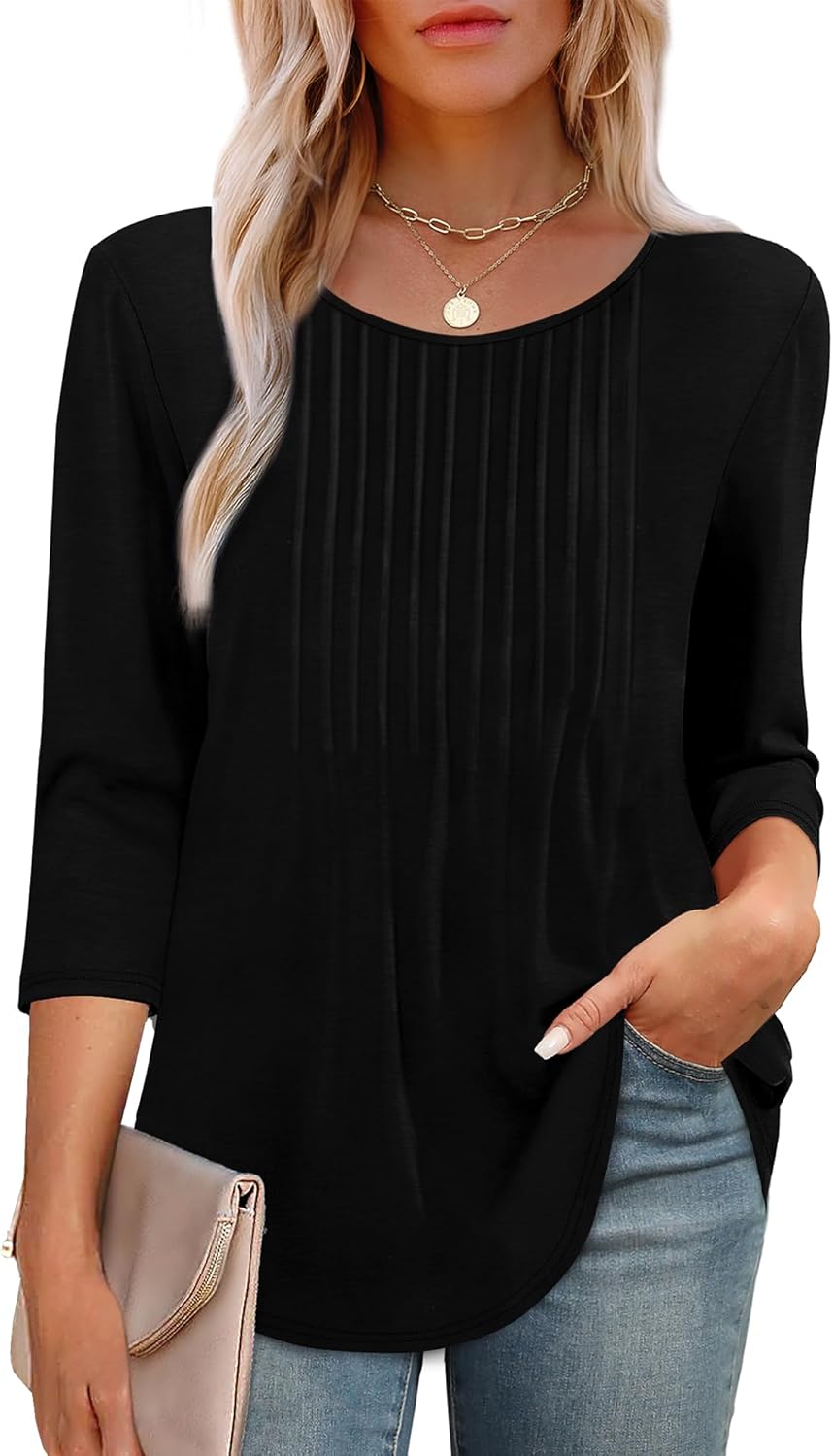 AFKE | Casual Dames Shirt Met Ronde Hals & Verticale Textuur op de Borst - Verfijnd & Comfort
