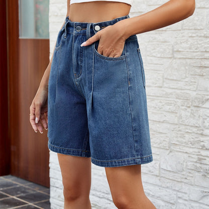 KENDRA | Dames Denim Oversized Short met Vintage Straight Fit – Casual, Comfortabel & Stijlvol