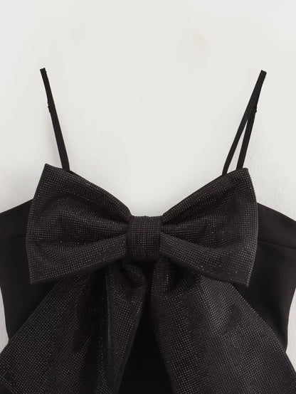 LOULOU | Zwarte Glitter Strik Top Voor Dames - Elegant, Feestelijk & Stralend