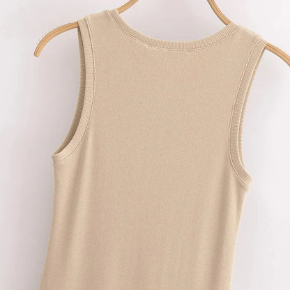 MAYSA | Casual Chic Mouwloze Midi Jurk - Verfijnd, Stijlvol & Chic