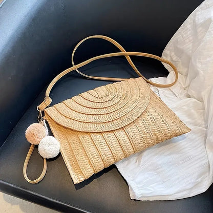 LANA | Gevlochten Stro Clutch Voor Dames Met Crossbody Strap - Zomers & Perfect voor Vakantie