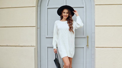 Oversized Gebreide Kabel Trui Voor Dames | Warme Chunky Sweater Met Lange Pasvorm