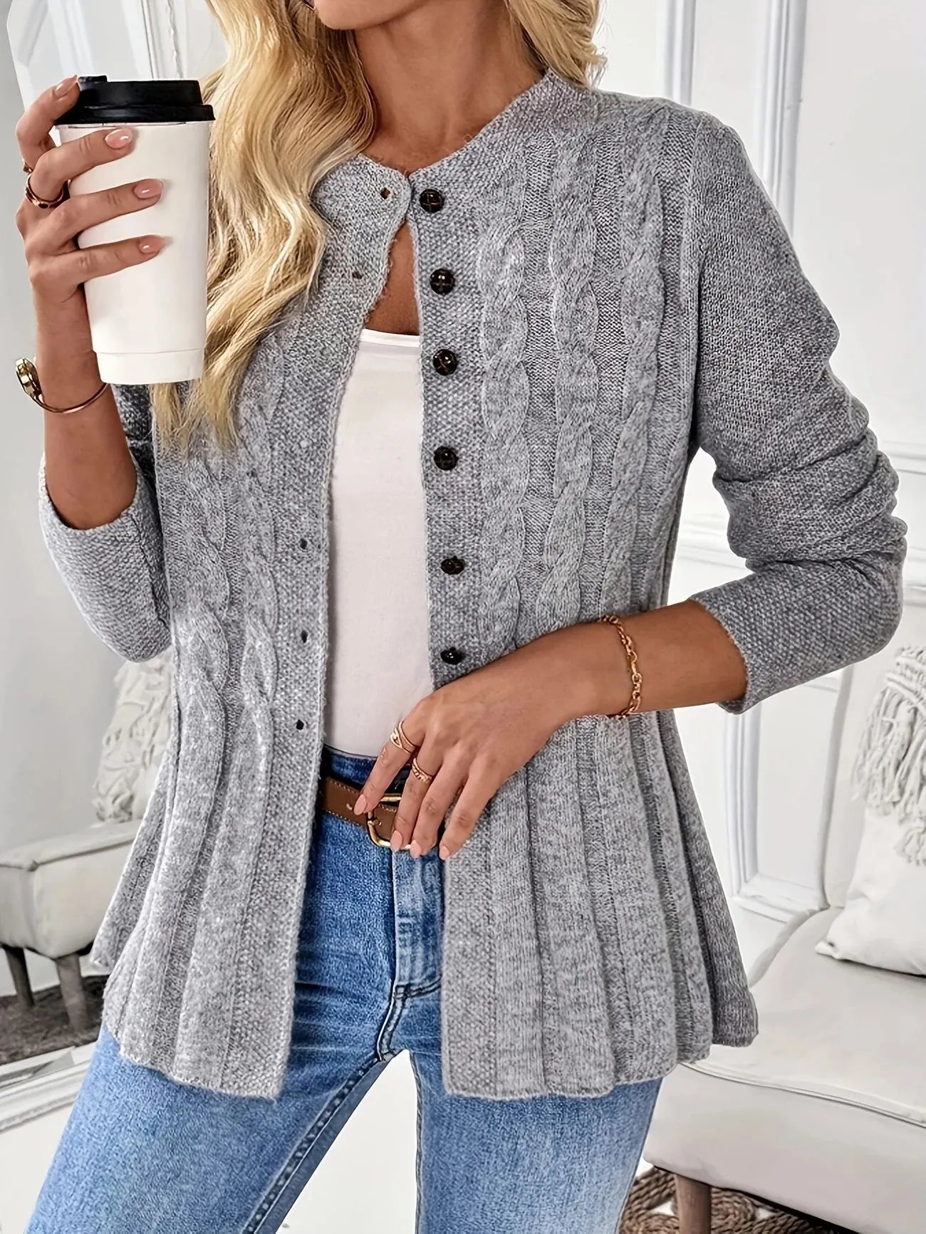 Gevlochten Gebreid Vest Dames – Warm, Stijlvol & Perfect Voor Koelere Dagen