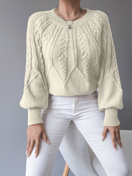 Gebreide Trui Voor Dames | Warme Lantaarnmouw Trui Voor Herfst & Winter