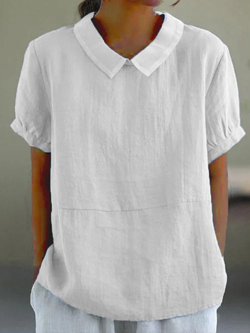 MARTINA | Dames Zomer Blouse Met Omgeslagen Kraag En Korte Mouwen – Licht, Luchtig & Stijlvol