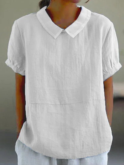 MARTINA | Dames Zomer Blouse Met Omgeslagen Kraag En Korte Mouwen – Licht, Luchtig & Stijlvol