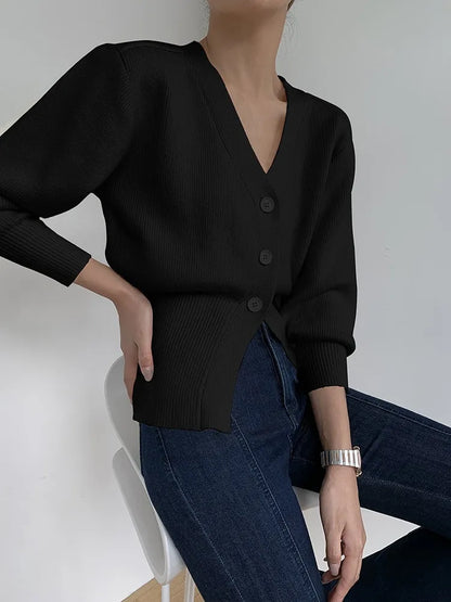LIBANO | Dames Cardigan Met V-Hals En Knopen – Minimalistisch, Elegant & Veelzijdig Perfect voor Herfstseizoen