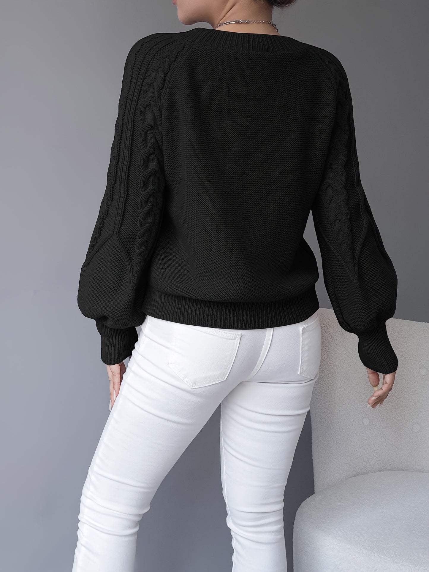 Gebreide Trui Voor Dames | Warme Lantaarnmouw Trui Voor Herfst & Winter