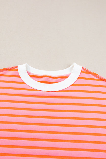ISA | Gestreept Loose Fit T-Shirt Voor Dames Met Contrast Trim En Wijde Mouwen – Comfortabel, Casual, Stijlvol