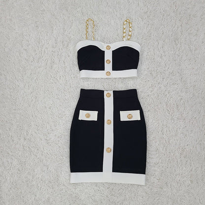 DANIQUE | Klassieke Zwart Wit Zomerset Voor Dames Met Sierknopen - Elegant & Chic