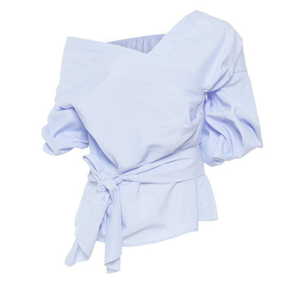 NOËLLE | Korte Kanten Overhemdblouse Met Strik – Vrouwelijk, Elegant & Modern