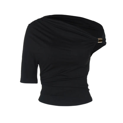 YARA | One Shoulder Top Voor Dames met Gouden Accent – Elegantie met een Edge