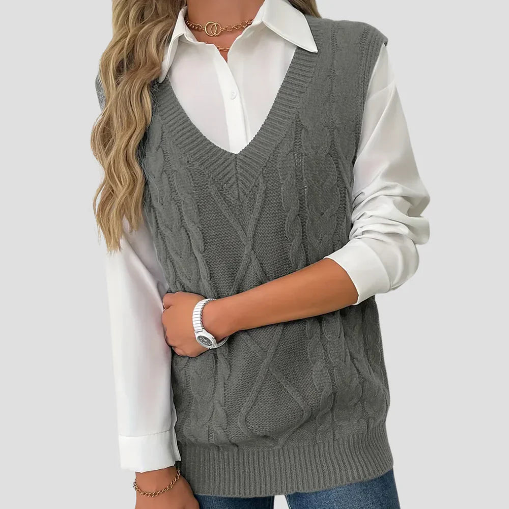 Mouwloze Gebreide Damestrui – Klassiek, Warm & Perfect Voor Layering