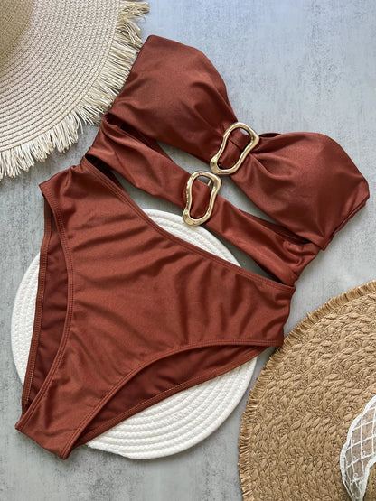 VERONIQUE | Elegante Badpak Met Gouden Details & Flatterend Broekje - Corrigerend, Stijlvol & Comfortabel