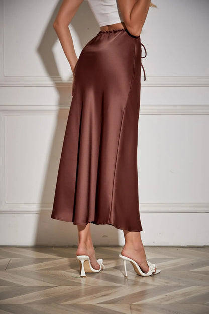 CHERISSE | Luxe Satijnen Dames Rok Met Verstelbare Taille - Zacht, Elegant & Makkelijk te Combineren