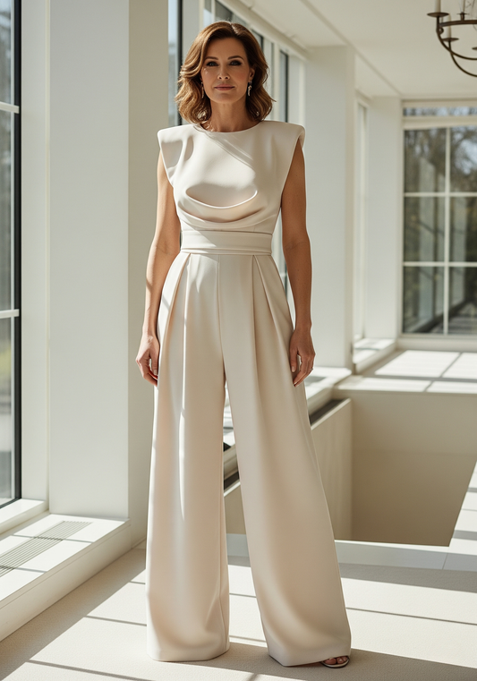 MIRA | Elegante Dames Jumpsuit met Gedefinieerde Taille en Rechte pijpen