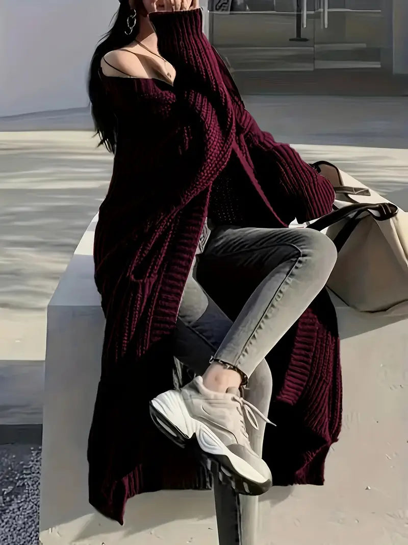 MAEVE | Oversized Gebreide Lange Damesvest – Warm, Stijlvol & Ultiem Comfort Voor Koude Dagen