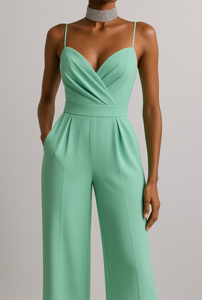 LONNE | Geplooide Jumpsuit Met Spaghetti Bandjes - Slank, Sierlijk & Elegant