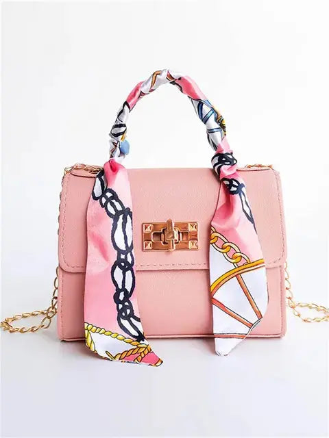 Handtas Voor Dames | Luxe Leren Schoudertas Met Sjaal Handgreep En Gouden Sluiting