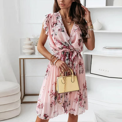 JENOA | Dames Bloemen Zomer Jurk met Taille lint - Zomers & Romantisch