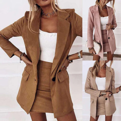 SARAI | Suède Blazer & Shorts Set Voor Dames – Elegant, Comfortabel & Veelzijdig Voor Elke Gelegenheid