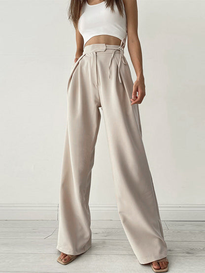 AIDA | High-Waist Dames Pantalon Met Striksluiting – Licht, Losvallend & Ideaal Voor elke Gelegenheid