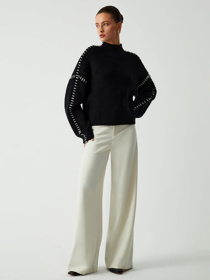 MIRA | Losvallende Dames Trui Met Contraststiksels – Minimalistisch & Comfortabel Voor Elke Dag