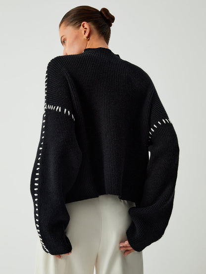 MIRA | Losvallende Dames Trui Met Contraststiksels – Minimalistisch & Comfortabel Voor Elke Dag