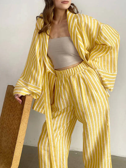 VESNA | Gestreepte Zomer Kimono Set Voor Dames - Flatterend & Tijdloos