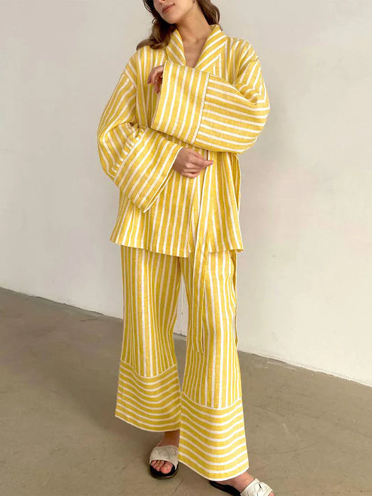 VESNA | Gestreepte Zomer Kimono Set Voor Dames - Flatterend & Tijdloos