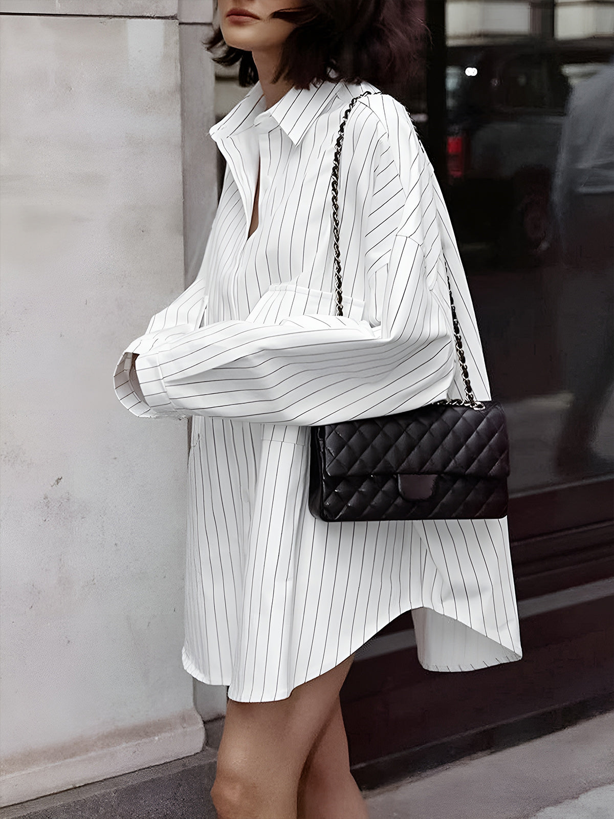 LEAH | Oversized Gestreept Damesoverhemd met Grote Zakken – Stijlvol & Comfortabel