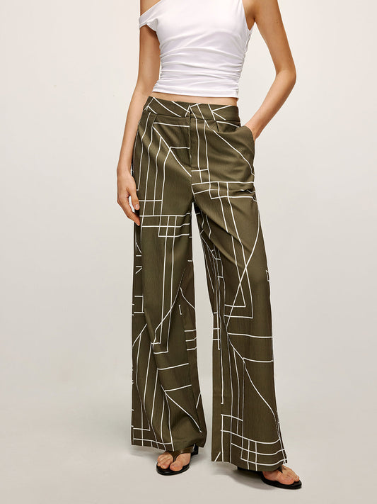 LINA | Losvallende Dames Broek Met Grafisch Design – Luchtig, Stijlvol & Perfect Voor Zomerlooks