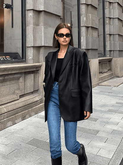 ELISSA | Oversized Leren Blazer Voor Dames - Stijlvol, Veelzijdig & Modieus