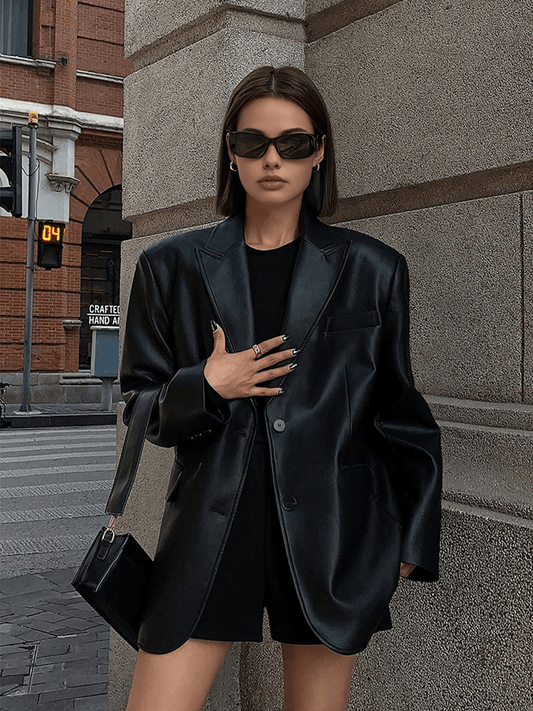 ELISSA | Oversized Leren Blazer Voor Dames - Stijlvol, Veelzijdig & Modieus