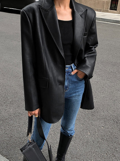 ELISSA | Oversized Leren Blazer Voor Dames - Stijlvol, Veelzijdig & Modieus