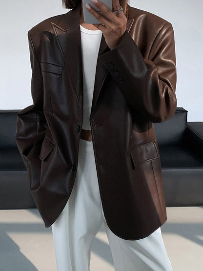 ELISSA | Oversized Leren Blazer Voor Dames - Stijlvol, Veelzijdig & Modieus