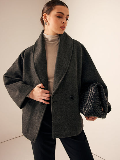 Wollen Jas Dames met Knopen Zakken – Warme Jas voor Herfst & Winter