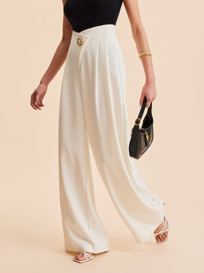 ASSIA | Luxe Wijde Pantalon Met Gouden Detail - Stijlvol, Chique & Comfortabel