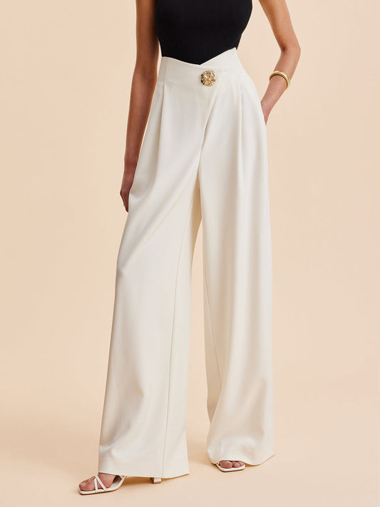 ASSIA | Luxe Wijde Pantalon Met Gouden Detail - Stijlvol, Chique & Comfortabel
