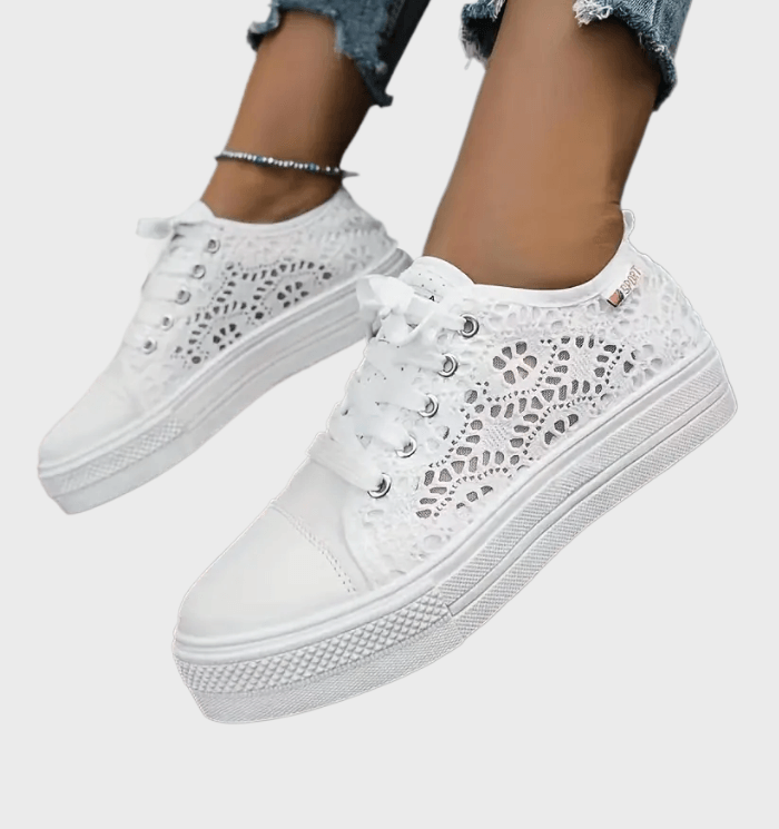 LIV | Luchtige Witte Canvas Lage Sneakers Voor Dames – Tijdloos, Casual & Comfortabel voor de Zomer