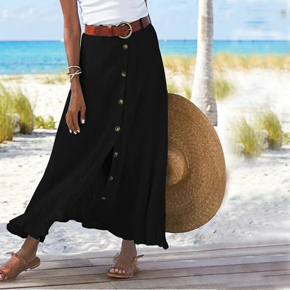 TAVIRA | Maxi Zomer Rok Voor Dames Met Blouse knoop Design - Zomers & Luchtig