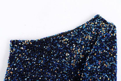 FLEUR | One Shoulder Glitter Top Voor Dames – Elegant, Opvallend, Comfortabel