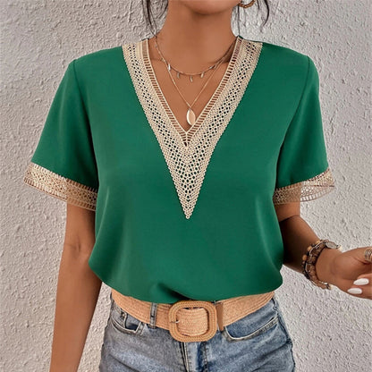 KAYA | Elegante Boho Blouse Voor Dames Met Gouden V-Hals Design - Elegant, Luchtig & Comfortabel