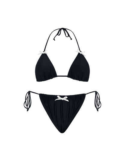 BRAKO | Dames Bikini Set met Strikdetails in Zwart – Chic, Speels & Comfortabel